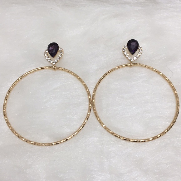 🌹Palm Beach Statement Dangle Hoop Earrings - Picture 2 of 6